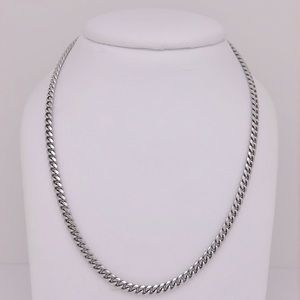 NEW — Solid Sterling Silver w/ Rhodium Plating Miami Cuban Chain (4mm)